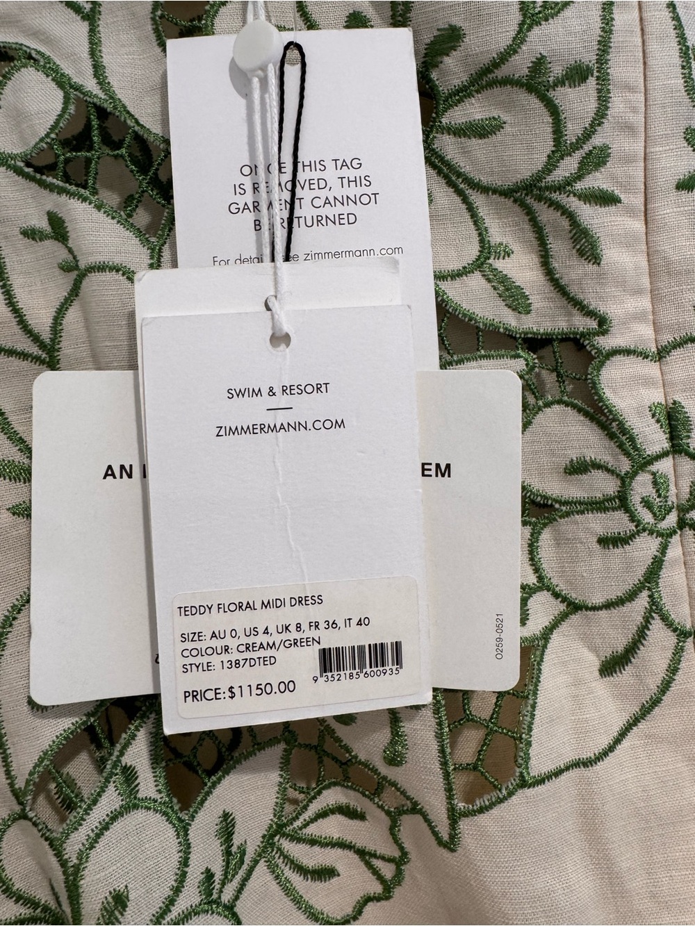 Zimmermann NWT Teddy Floral Midi Dress US 4 - Picture 6 of 6